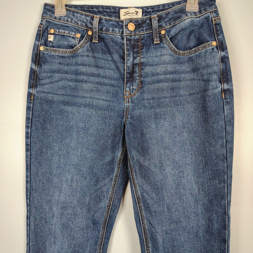 Seven7 Premium Brand Womens Straight Leg Jeans Blue Medium Wash Size 8 Stretch - Picture 2 of 6